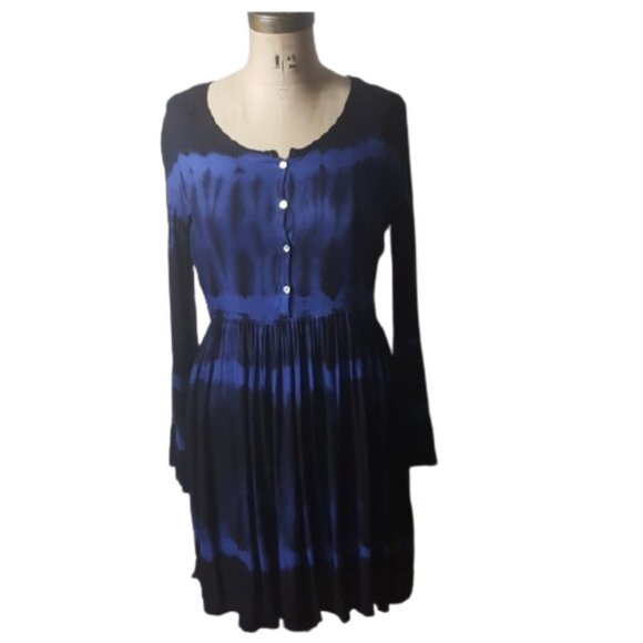 2/$40 Cute California Moonrise boho tie dye tunic knee length bell sleeve dress - Picture 2 of 12